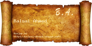 Balsai Ahmed névjegykártya